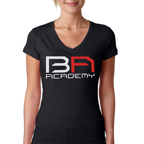Women's Sporty V-Neck Tee - Black (3400L)