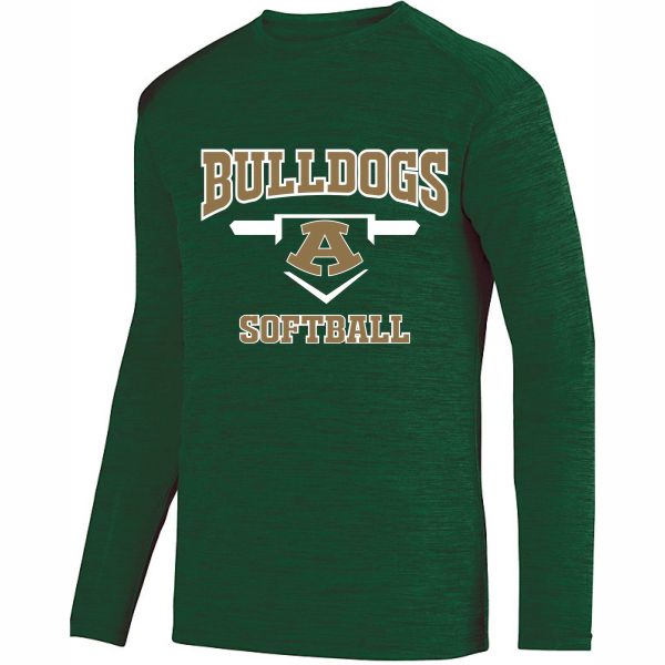 H) Augusta Shadow Tonal Heather Forest Long Sleeve Performance T