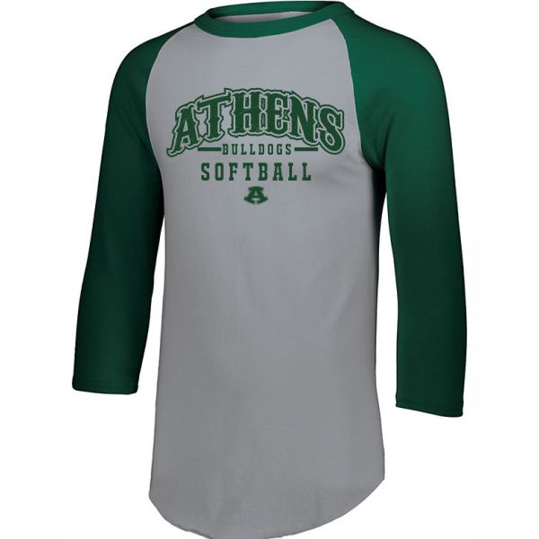 I) Augusta Heather Gray/Forest Raglan T